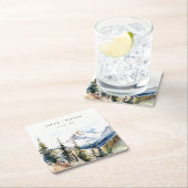 スキーマウンテンテルリドコロラドウォーターカラー結婚ズ スクエアペーパーコースター (インサイチュ)