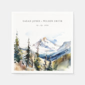 スキーマウンテンテルリドコロラドウォーターカラー結婚ズ スタンダードカクテルナプキン (正面)