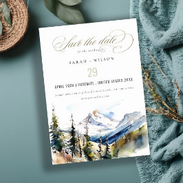 スキーマウンテンテルリドコロラドウォーターカラー結婚ズ セーブザデート