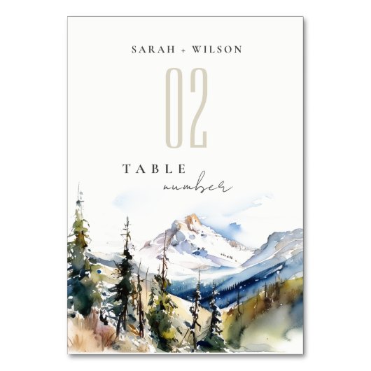 スキーマウンテンテルリドコロラドウォーターカラー結婚ズ テーブルナンバー (正面)