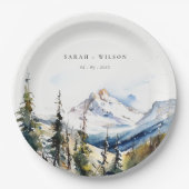 スキーマウンテンテルリドコロラドウォーターカラー結婚ズ ペーパープレート (正面)