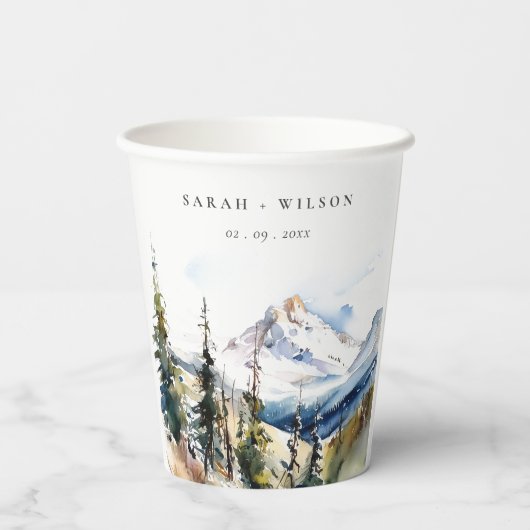 スキーマウンテンテルリドコロラドウォーターカラー結婚ズ 紙コップ (裏面)