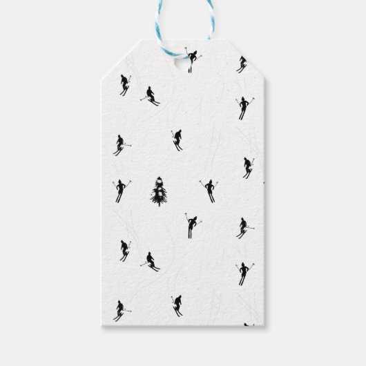 スキーモダンブラック&ホワイトスキーヤーテーマ ギフトタグ (正面)