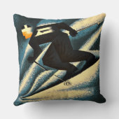 スキーモンブラン1951ヴィンテージスフランスのキーポスター クッション (裏面)