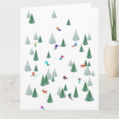 スキーヤーたちがスキーイラスト スキーパーティー カード (正面)