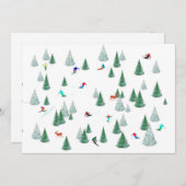 スキーヤーたちが雪山を滑降するイラスト スキーパーティー シーズンカード (正面/裏面)