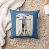 スキーヤーのキス-アールヌーボーのヴィンテージポスター クッション (ブランケット)