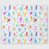 スキーヤーのパターン。シルエットカラフルオンホワイト ラッピングペーパー (フラット)
