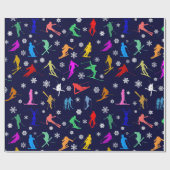 スキーヤーのパターン。暗カラフルい部分のシルエット ラッピングペーパー (フラット)