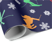 スキーヤーのパターン。暗カラフルい部分のシルエット ラッピングペーパー (ロールコーナー)