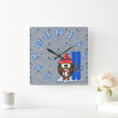 スキーヤーのフクロウ スクエア壁時計 (ホーム)