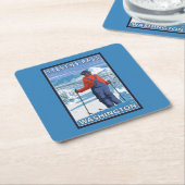 スキーヤーの賞賛-スティーヴンスのパス、ワシントン州 スクエアペーパーコースター (アングル)