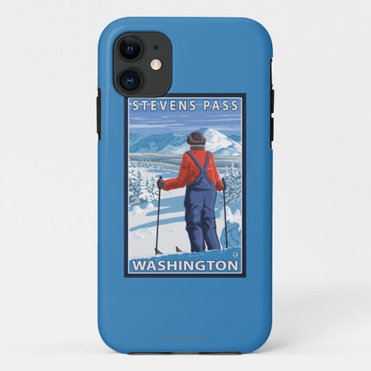スキーヤーの賞賛-スティーヴンスのパス、ワシントン州 Case-Mate iPhoneケース (裏面)