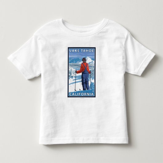 スキーヤーの賞賛-タホ湖、カリフォルニア トドラーTシャツ (正面)