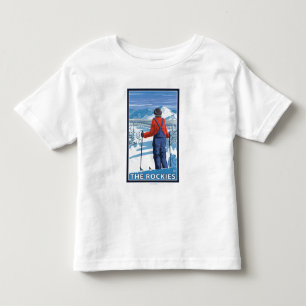 スキーヤーの賞賛-ロッキー山脈 トドラーTシャツ