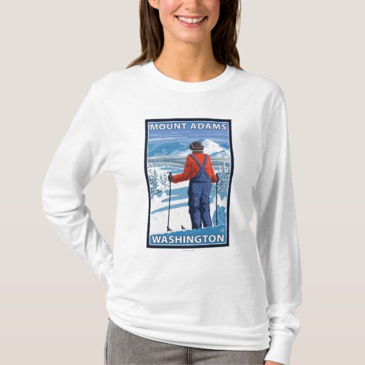 スキーヤーの賞賛-山アダムス、ワシントン州 Tシャツ (正面)