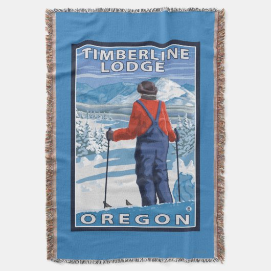 スキーヤーの賞賛-樹木限界線ロッジ、オレゴン スローブランケット (正面縦)