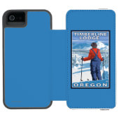 スキーヤーの賞賛-樹木限界線ロッジ、オレゴン INCIPIO iPhoneウォレットケース (フォリオオープン)