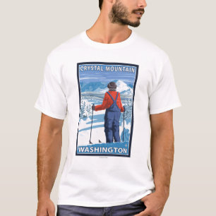 スキーヤーの賞賛-水晶山、ワシントン州 Tシャツ