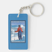 スキーヤーの賞賛-氷河ピーク、ワシントン州 キーホルダー (裏面)