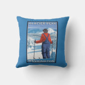 スキーヤーの賞賛-氷河ピーク、ワシントン州 クッション (裏面)