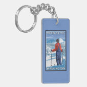 スキーヤーの賞賛- Snoqualmieのパス、ワシントン州 キーホルダー (正面左)