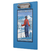 スキーヤーの賞賛- Snoqualmieのパス、ワシントン州 クリップボード (左)