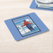 スキーヤーの賞賛- Snoqualmieのパス、ワシントン州 スクエアペーパーコースター (アングル)