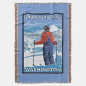 スキーヤーの賞賛- Snoqualmieのパス、ワシントン州 スローブランケット (正面縦)