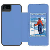 スキーヤーの賞賛- Snoqualmieのパス、ワシントン州 Incipio iPhoneウォレットケース (フォリオオープン)