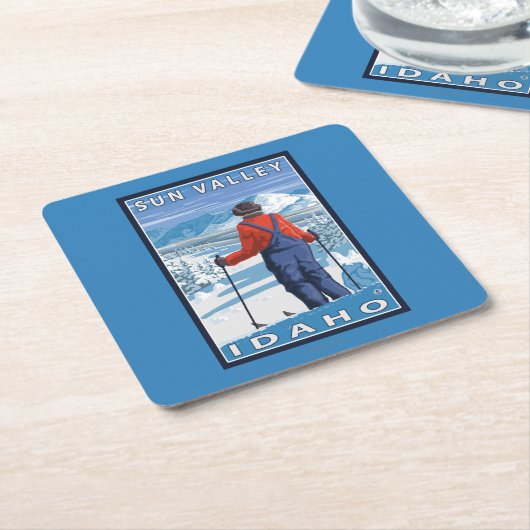スキーヤーの賞賛- Sun Valley、アイダホ スクエアペーパーコースター (アングル)