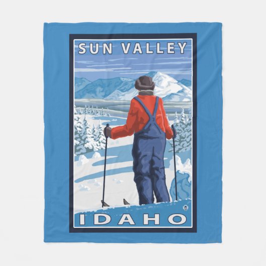 スキーヤーの賞賛- Sun Valley、アイダホ フリースブランケット (正面)