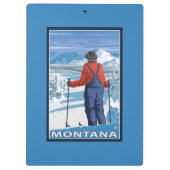 スキーヤーのAdmiringMontanaVintage旅行ポスター クリップボード (裏面)