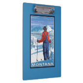 スキーヤーのAdmiringMontanaVintage旅行ポスター クリップボード (右)