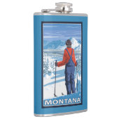 スキーヤーのAdmiringMontanaVintage旅行ポスター フラスク (右)