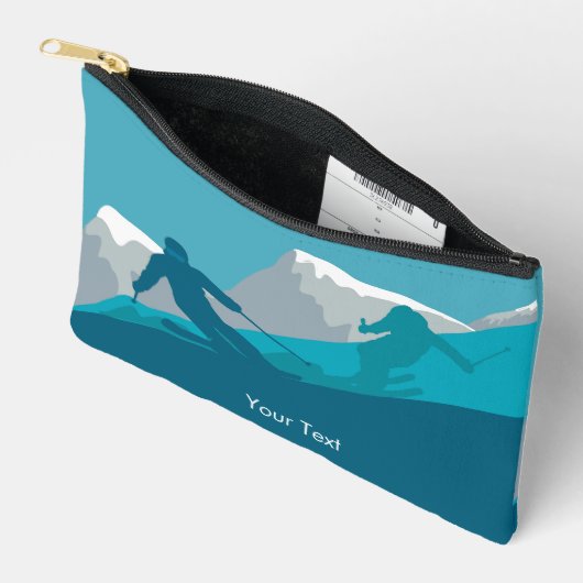 スキーヤーアルパインスキーパーソナライズされたスモール アクセサリーポーチ (見開き)
