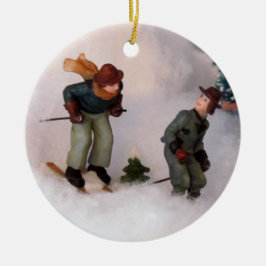 スキーヤーオーナメント（クリスマスビレッジ – 0861） セラミックオーナメント