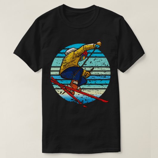 スキーヤースキーレトロ Tシャツ (デザイン正面)