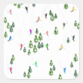 スキーヤーズスキーイラストレーションスキークリスマスクリスマス スクエアシール (正面)