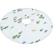 スキーヤーズスキーイラストレーションスキークリスマスクリスマス ブラッシュドポリエステルツリースカート (アングル)