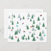 スキーヤーズダウンヒルスキーイラストレーションスキーパーティー シーズンポストカード (正面/裏面)