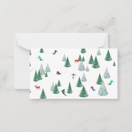 スキーヤーズダウンヒルスキーイラストレーションスキーレーシング ノートカード (正面)