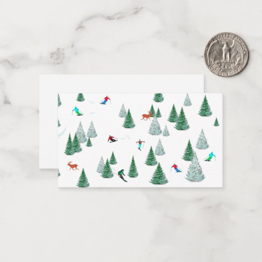 スキーヤーズダウンヒルスキーイラストレーションスキーレーシング ノートカード (正面/裏面インサイチュ)