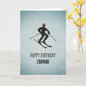 スキーヤーテーマ – 名前の追加 – モダン男らし誕生日 カード (黄色い花)