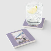 スキーヤーポスターを見ている見物人 ストーンコースター (横)