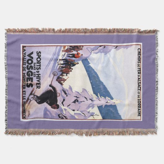 スキーヤーポスターを見ている見物人 スローブランケット (正面)