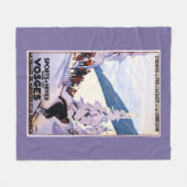 スキーヤーポスターを見ている見物人 フリースブランケット (正面(横))