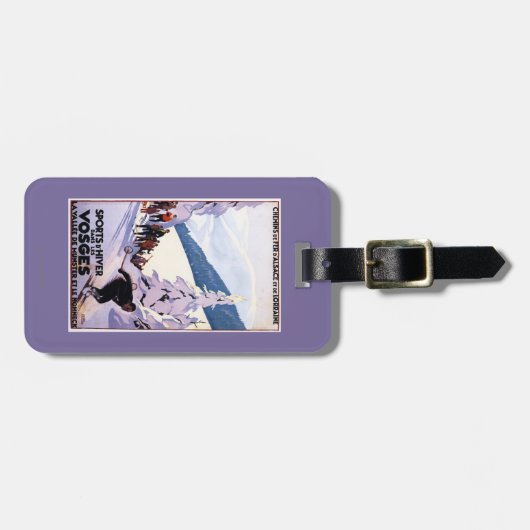 スキーヤーポスターを見ている見物人 ラゲッジタグ (正面横)