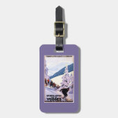 スキーヤーポスターを見ている見物人 ラゲッジタグ (正面縦)