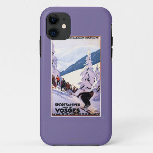 スキーヤーポスターを見ている見物人 iPhone 11 ケース